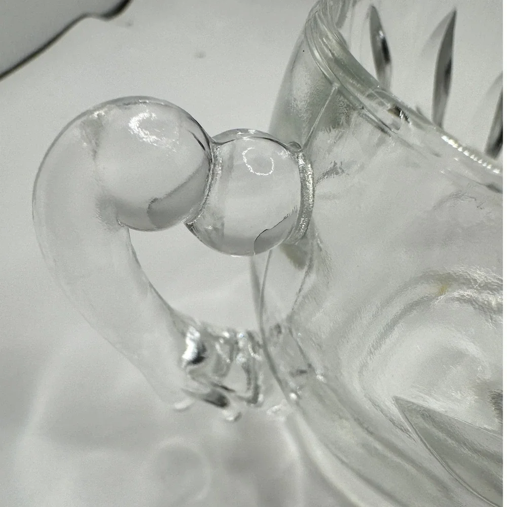 Clear Indiana Glass Willow Leaf Pattern Creamer‎ and Sugar Bowl 1950s Vintage